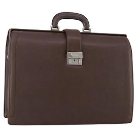 Borsa da lavoro in pelle marrone e argento Burberry Auth bs34224
