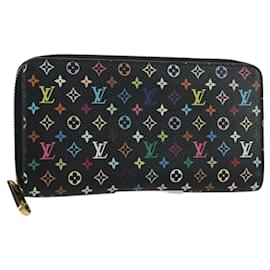 Louis Vuitton Zippy Geldbörse Monogram Multicolor Schwarz M60243 LV Auth BA12070V