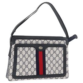 Bolso de Hombro Gucci GG Supreme Sherry Line PVC Marino Dorado 904 02 013 Auth 176719