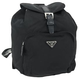 PRADA Backpack Nylon Black Silver Auth 153760 Silvery ref  display picture 1