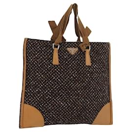 PRADA Borsa a mano in tela marrone argento Auth 175566A - Prada