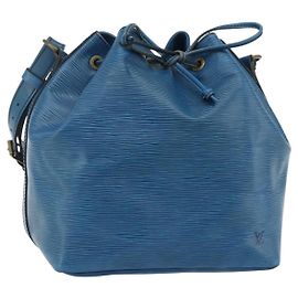 LOUIS VUITTON Bolso de Hombro Petit Noé Epi Azul M44105 LV Auth YKZ1244