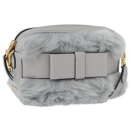Bolsa de Ombro Miu Miu de Pele Cinza Dourado Auth 167236M