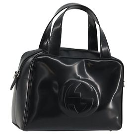Sac à main GUCCI Cuir verni Noir Argent 000 2058 0505 Auth 175262