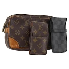 LOUIS VUITTON Monogram Damier Graphite Clutch Tasche 3 Set LV Auth BA12165