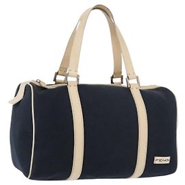 Bolso Boston FENDI de lona azul marino plata auténtico ti3849