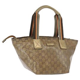 GUCCI GG Crystal Tote Bag Coated Canvas Gold Tone 131228 Auth YKZ1227A
