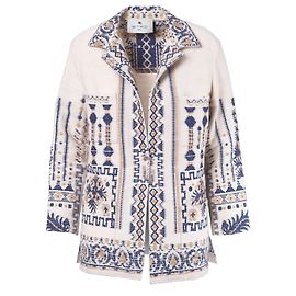 Etro Beige & Navy Jacquard Ethnic Jacket