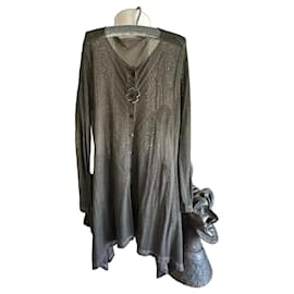 Cardigan lungo in rete grigia - Autre Marque