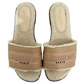 Sandali piatti in suede beige shearling Dway Christian Dior 37 usati