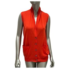 Cárdigan sin mangas de lana naranja Hermès Lemaire S/M de segunda mano