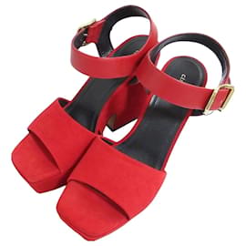 Céline Sandali con tacco spesso in suede Celine