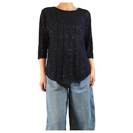 Navy-Pullover mit Pailletten - Größe M - Brunello Cucinelli