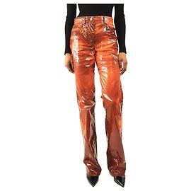 Salvatore Ferragamo Pantalones de vinilo marrón - talla UK 6