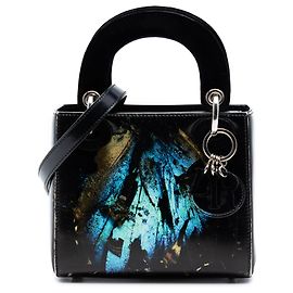 Dior Noir Édition Limitée Mat Collishaw Lady Art Mini Cuir de Veau Papillon Lady Dior