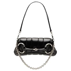 Borsa Gucci piccola in pelle trapuntata nera con catena Horsebit