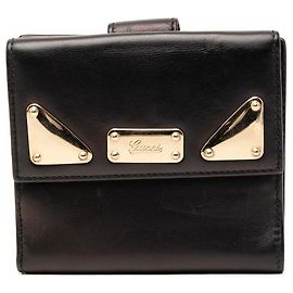 Portafoglio bifold Indy in pelle di vitello nera Gucci