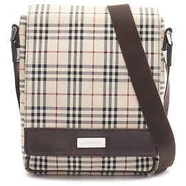 Beige Burberry Haus-Check Canvas Umhängetasche