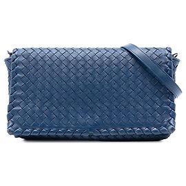 Bottega Veneta Crossbody in Nappa Blu Intrecciato