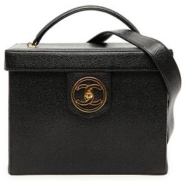 Scatola da trucco in caviar nero CC di Chanel