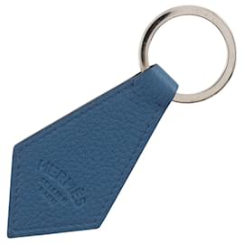 Hermes Porte-Cré Tab Keychain in Blue Togo Leather - Hermès
