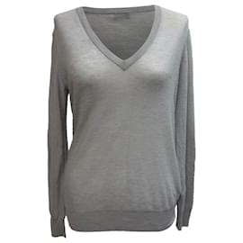 Joseph V-Ausschnitt Pullover aus grauer Kaschmirwolle