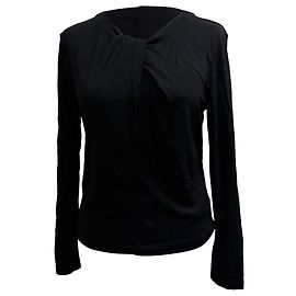Blusa de manga longa torcida Amaya em viscose preta da Anine Bing