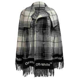 Off White Capa de lana a cuadros multicolor Off-White