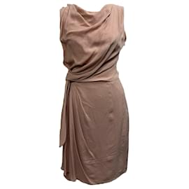 Vestido midi con nudo lateral en seda rosa Dior
