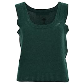 Top de punto bordado CD Dior en cachemira oliva