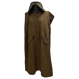 Abrigo Cape Loewe en Lana Houndstooth Marrón