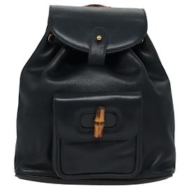 Zaino in pelle vintage Gucci con bambù mini