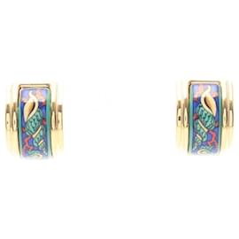 Boucles d'oreilles clips en émail cloisonné Hermès