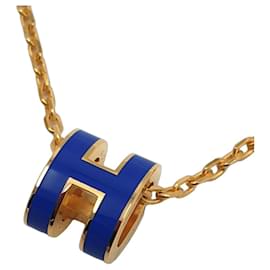 Necklace Mini Pop H, Blue Royal, Gold hardware - Hermès