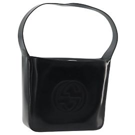 Borsa a Spalla GUCCI Pelle Verniciata Nera Argento 000 1013 0506 Auth 175750
