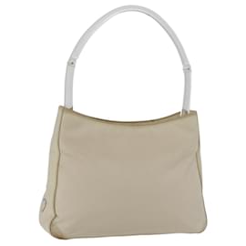 PRADA Borsa a mano in nylon avorio argento autentica 175398