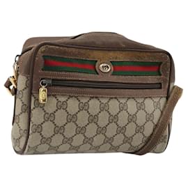 Borsa Gucci GG Supreme Web Sherry Line PVC Beige Oro 56 02 087 Auth BA12158