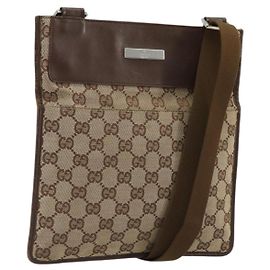 Bolsa de Ombro GG Canvas Gucci Bege Prata 27639 Auth 175360