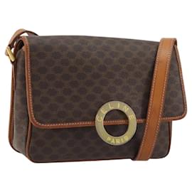 Céline Borsa a spalla circolare in tela Macadam CELINE in pelle PVC marrone oro Auth YKZ1254A