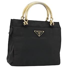 PRADA Borsa a mano in nylon nero e oro Auth yk20281