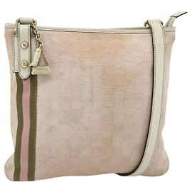 Borsa a Spalla Gucci GG Canvas Sherry Line Rosa Oro 144388 Auth ti3863