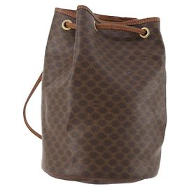 Céline Zaino in tela Macadam CELINE in pelle PVC marrone e oro Auth 174718