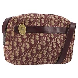 Borsa a Spalla in Tela Trotter Christian Dior Rossa Oro Auth YKZ1108