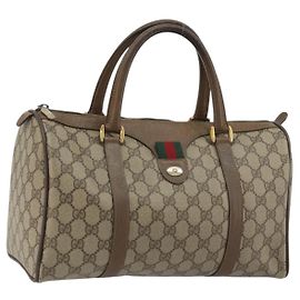 Borsa Sherry Line GG Supreme Web di GUCCI in PVC beige e oro 39 02 007 Auth BA12075
