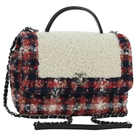 CHANEL Borsa a Mano 25 Catena Tweed Multicolore Argento CC Auth YKZ1266SAM