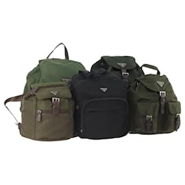 Zaino PRADA Nylon 5 Set Verde Nero Auth 174970 - Prada
