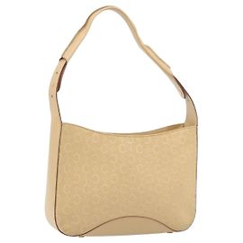 Céline CELINE C Macadam Canvas Schultertasche Beige Gold Auth ka3948