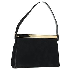 Borsa a Mano GUCCI Camoscio Nero Oro 001 2058 1928 0 Auth yk20276