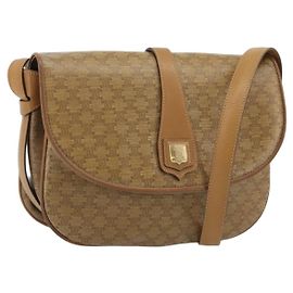 Céline Borsa a Spalla in Tela Macadam CELINE PVC Beige Oro Auth 175973