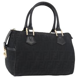 Borsa a mano in tela Zucca FENDI nera e oro Auth ka3961